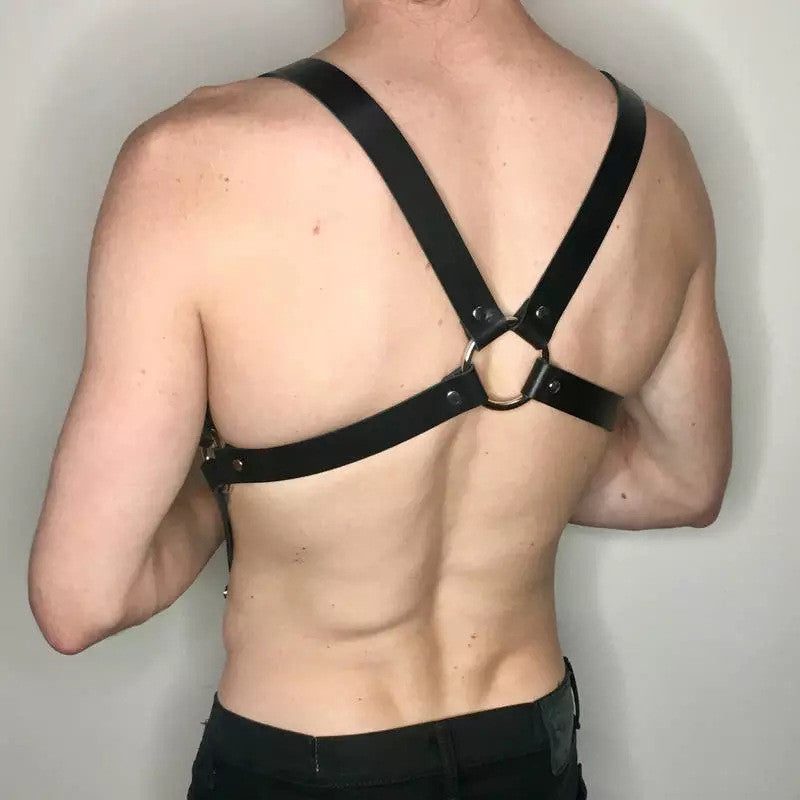 Fetish Men Leather Chest Harness Suspenders Bondage Body Shoulder Harness Belts Strap