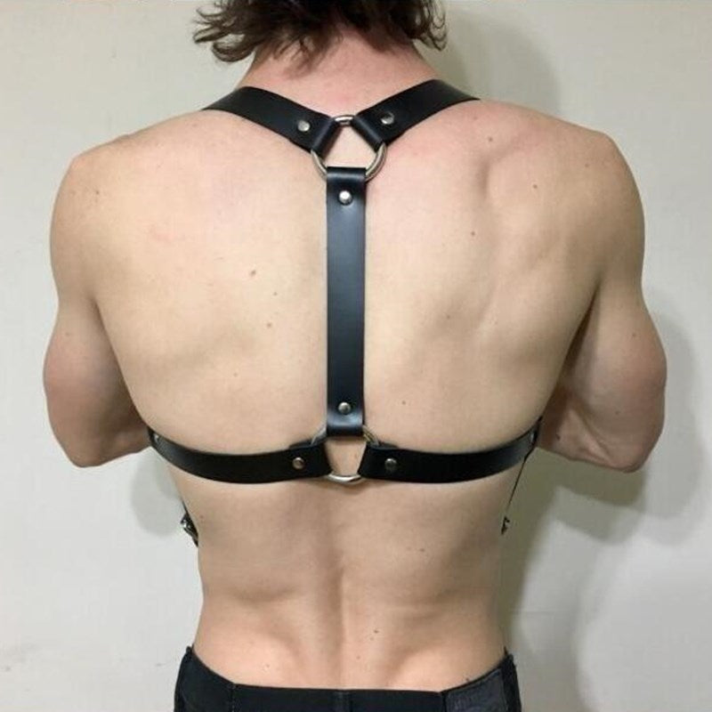 Fetish Men Leather Chest Harness Suspenders Bondage Body Shoulder Harness Belts Strap