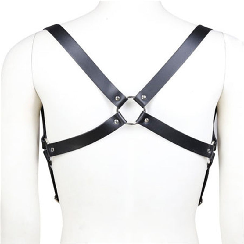 Fetish Men Leather Chest Harness Suspenders Bondage Body Shoulder Harness Belts Strap